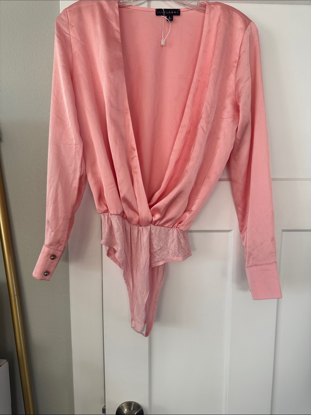Pink Satin Wrap Bodysuit